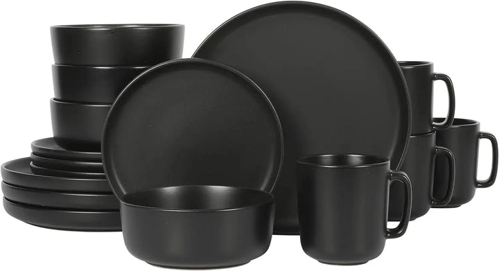 16 - Piece Matte Stoneware Dinnerware Set - Zuma Collection - Rain Bown Home