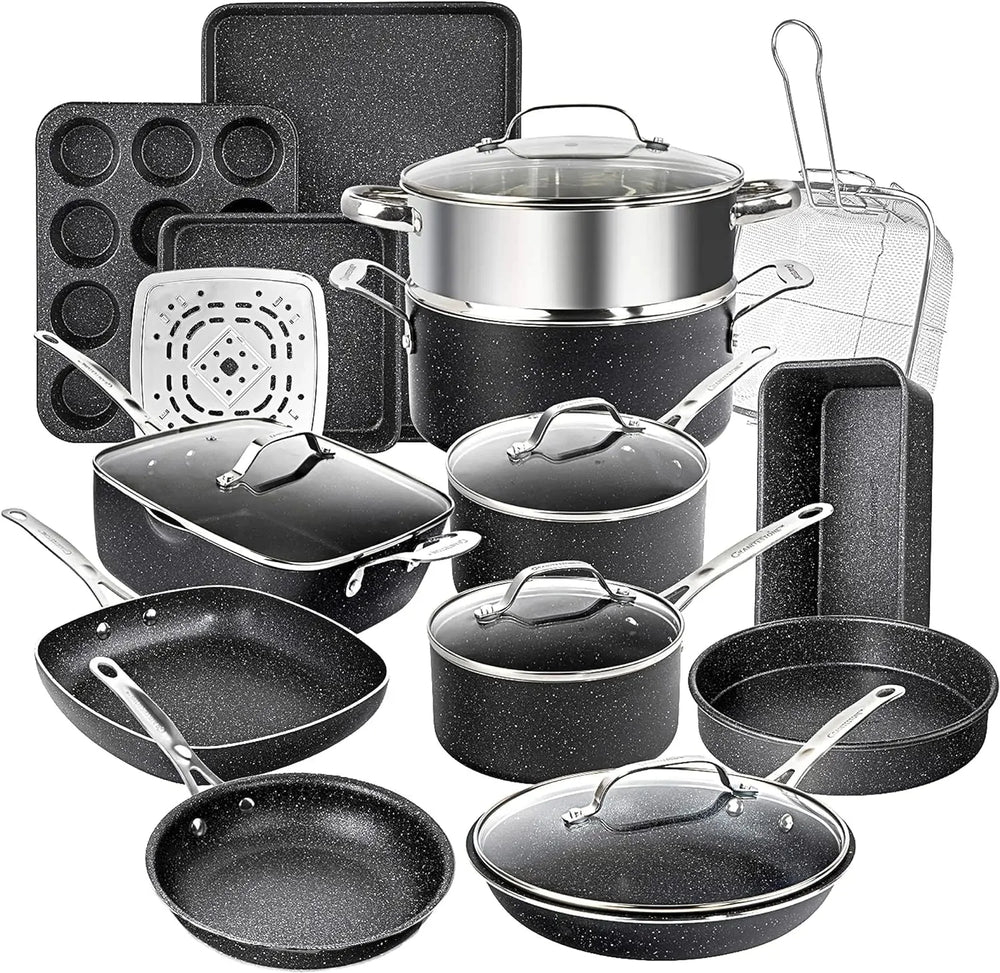 DiamondChef 20 - Piece Nonstick Cookware Set - Rain Bown Home